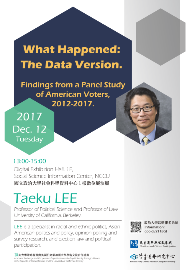 【Lecture】“What Happened: The Data Version. Findings from a Panel Study of American Voters, 2012-2017”(Registration Open)